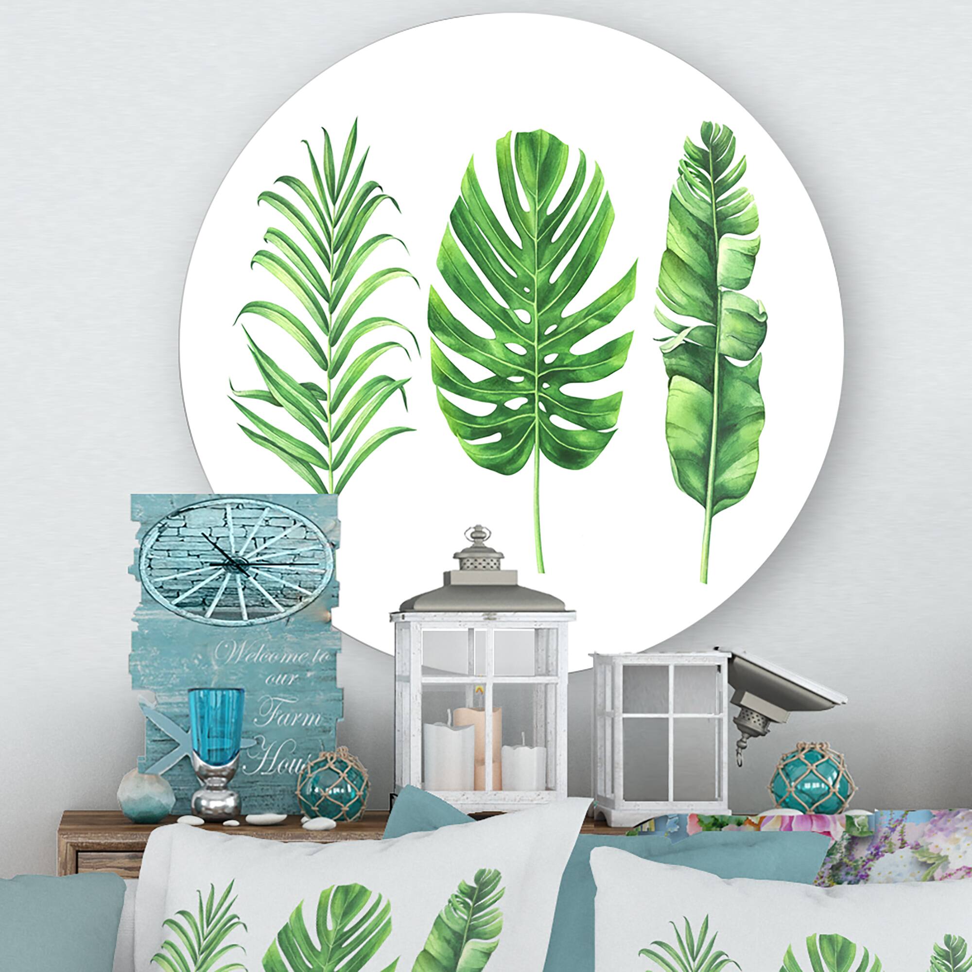 Designart - Tropical Leaf Of Monstera IV - Farmhouse Metal Circle Wall Art